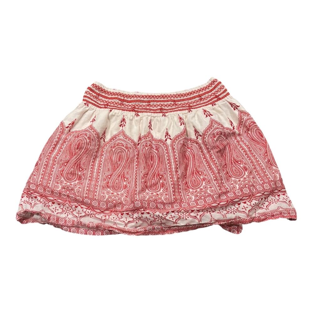 Forever 21 Red & White Paisley Skirt Smocked Size S